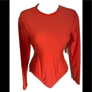 Sandflower Rashguard Swimwear - S(4/6) red coral , nylon spandex NWT